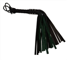 Load image into Gallery viewer, Bare Leatherworks - Midsize Cow Flogger (Black/Green)