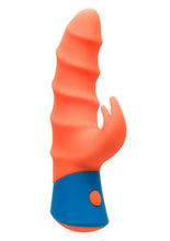 Load image into Gallery viewer, Rechargeable Silicone Rabbit Vibrator - Orange/Blue