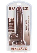 Load image into Gallery viewer, RealRock Realistic Skin Straight Realistic Dildo with Balls and Suction Cup 8in - Chocolate