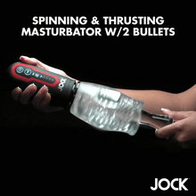 Load image into Gallery viewer, Jock Spinning and Thrusting Rechargeable Masturbator with 2 Bullets