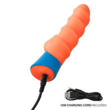 Load image into Gallery viewer, Rechargeable Silicone Rabbit Vibrator - Orange/Blue