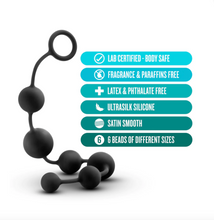 Load image into Gallery viewer, Anal Adventures 6 Large Silicone Anal Beads (Black)