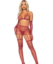 Load image into Gallery viewer, Risk Taker Rhinestone Bra Set - O/S (Burgundy)