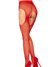 Load image into Gallery viewer, Casey Rhinestone Suspender Pantyhose - O/S (Red)