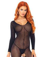 Load image into Gallery viewer, Sheer Long Sleeves Bodystocking - O/S (Black)