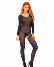 Load image into Gallery viewer, Sheer Long Sleeves Bodystocking - O/S (Black)
