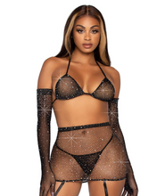 Load image into Gallery viewer, Risk Taker Rhinestone Bra Set - O/S (Black)