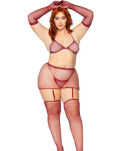 Load image into Gallery viewer, Risk Taker Rhinestone Bra Set  - Plus (Burgundy)