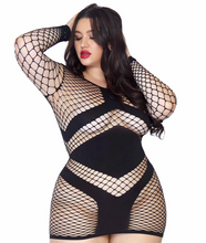 Load image into Gallery viewer, Take Charge Fishnet Dress - Plus (Black)