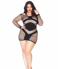 Load image into Gallery viewer, Take Charge Fishnet Dress - Plus (Black)