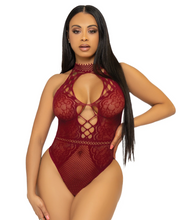 Load image into Gallery viewer, Bring The Heat Lace Bodysuit - O/S (Burgundy)