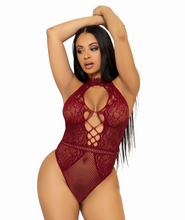 Load image into Gallery viewer, Bring The Heat Lace Bodysuit - O/S (Burgundy)