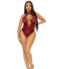 Load image into Gallery viewer, Bring The Heat Lace Bodysuit - O/S (Burgundy)