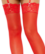 Load image into Gallery viewer, Alix Sheer Thigh High Stockings - O/S (Red)