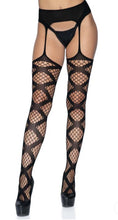 Load image into Gallery viewer, Arabella Faux Wrap Garter Stockings- O/S (Black)