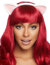 Load image into Gallery viewer, Latex Kitty Ear Costume Headband (White)