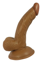 Load image into Gallery viewer, All American Mini Whoppers Curved Dildo with Balls Latin - Caramel - 5in