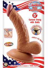 Load image into Gallery viewer, All American Mini Whoppers Curved Dildo with Balls Latin - Caramel - 5in