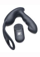 Load image into Gallery viewer, Alpha Pro 7x P-Strap Milker Silicone Rechargeable Vibrating Prostate Plug with Milking Bead, Cock and Ball Ring and Remote Control - Black