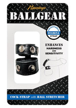 Load image into Gallery viewer, Ballgear Pu Leather Cock Strap with Iron Ball Stretcher - Black