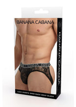 Load image into Gallery viewer, Banana Cabana Lace Nights Open Back Brief - Black - Medium/Small