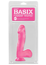 Load image into Gallery viewer, Basix Rubber Works 6.5in Dong with Suction Cup Waterproof - Pink