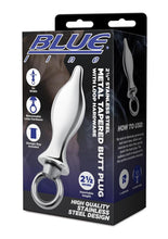 Load image into Gallery viewer, Blue Line Metal Tapered Butt Plug with Loop Hardware 2.5in - Stainless - Steel