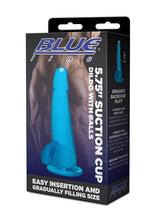 Load image into Gallery viewer, Blue Line Suction Cup Dildo with Balls - Blue - 5.75in