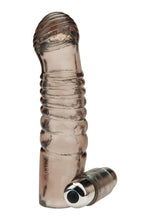 Load image into Gallery viewer, Blue Line Vibrating Penis Enhancing Sleeve Extension - Smoke - 5.25in
