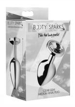 Load image into Gallery viewer, Booty Sparks Clear Gem Medium Anal Plug - Clear/Metal/Silver - Medium
