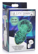Load image into Gallery viewer, Booty Sparks Glow In The Dark Glass Anal Plug - Clear/Glow In The Dark - Medium