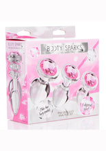 Load image into Gallery viewer, Booty Sparks Pink Gem Glass Anal Plug - Pink - 3 Pieces/Set