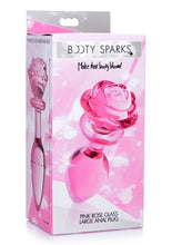 Load image into Gallery viewer, Booty Sparks Pink Rose Glass Anal Plug - Pink - Large