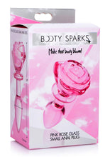 Load image into Gallery viewer, Booty Sparks Pink Rose Glass Anal Plug - Pink - Small