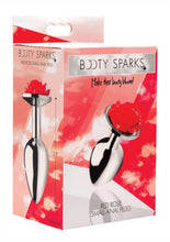 Load image into Gallery viewer, Booty Sparks Rose Anal Plug - Metal/Red - Small
