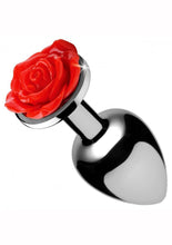 Load image into Gallery viewer, Booty Sparks Rose Anal Plug - Metal/Red - Small
