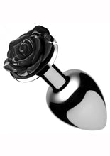Load image into Gallery viewer, Booty Sparks Rose Butt Plug - Black/Metal - Large