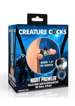 Load image into Gallery viewer, Creature Cocks Night Prowler Silicone Penis Sleeve and Ball Stretcher - Black/Silver - Medium