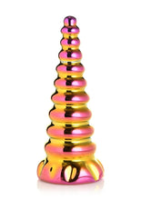 Load image into Gallery viewer, Creature Cocks Twilight Rainbow Glass Dildo - Gold/Multicolor/Pink/Yellow