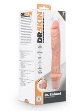 Load image into Gallery viewer, Dr. Skin Silicone Dr. Richard Vibrating Dildo - Vanilla - 9in