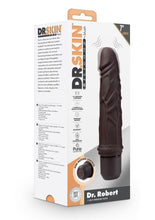 Load image into Gallery viewer, Dr. Skin Silicone Dr. Robert Vibrating Dildo - Chocolate - 7in