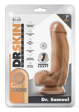 Load image into Gallery viewer, Dr. Skin Silicone Dr. Samuel Dildo with Balls and Suction Cup - Caramel/Mocha - 7in