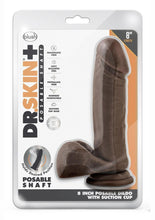 Load image into Gallery viewer, Dr. Skin Plus Posable Dildo with Balls - Chocolate - 8in