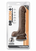 Load image into Gallery viewer, Dr. Skin Plus Posable Dildo with Balls - Chocolate - 9in