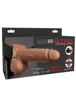 Load image into Gallery viewer, Fetish Fantasy Series Hollow Rechargeable Strap-On Dildo with Balls and Harness with Wireless Remote Control - Caramel - 7in