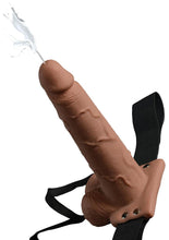 Load image into Gallery viewer, Fetish Fantasy Series Hollow Squirting Strap-On Dildo with Balls and Harness - Caramel - 7.5in