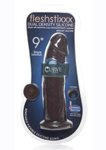 Load image into Gallery viewer, Fleshstixxx Dual Density Silicone Bendable Dong - Chocolate - 9in