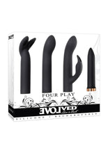 Load image into Gallery viewer, Four Play Rechargeable Bullet with 3 Silicone Sleeves Kit - Black