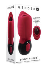 Load image into Gallery viewer, Gender X Body Kisses Rechargeable Silicone Vibrating Suction Massager - Black/Red