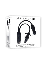 Load image into Gallery viewer, Gender X Double My Pleasure Rechargeable Silicone Dual Vibrator - Black